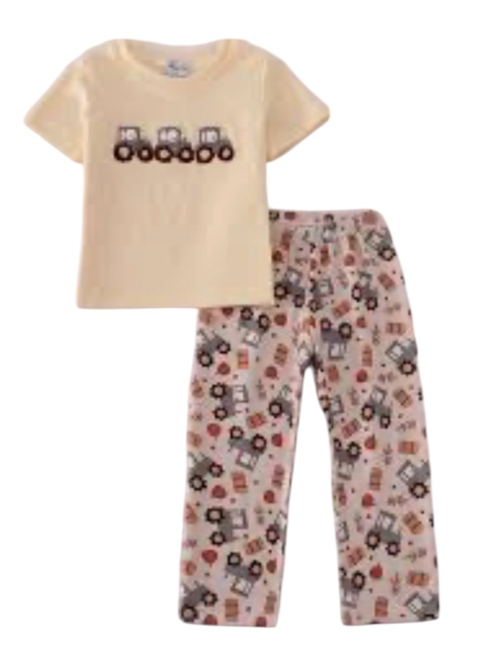 Abby & Evie Tractor French Knot Embroidered Fall Set NWT